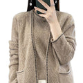 New handmade crochet top with 100% wool sweater loose vest cardigan two-piece sweater set