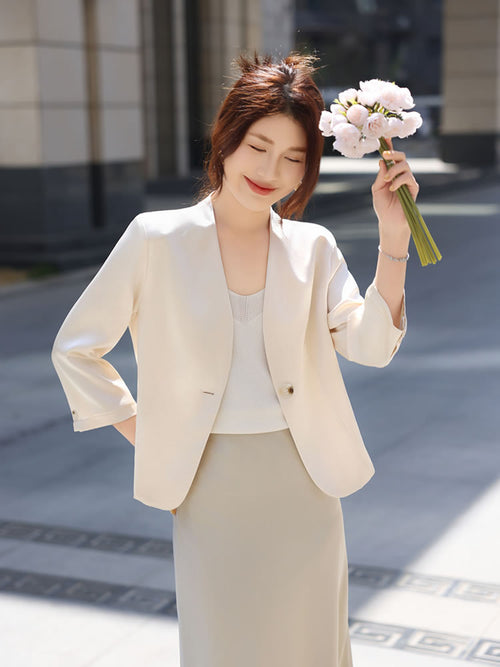 Women's fashion slim fit red suit casual middle-aged and elderly suit