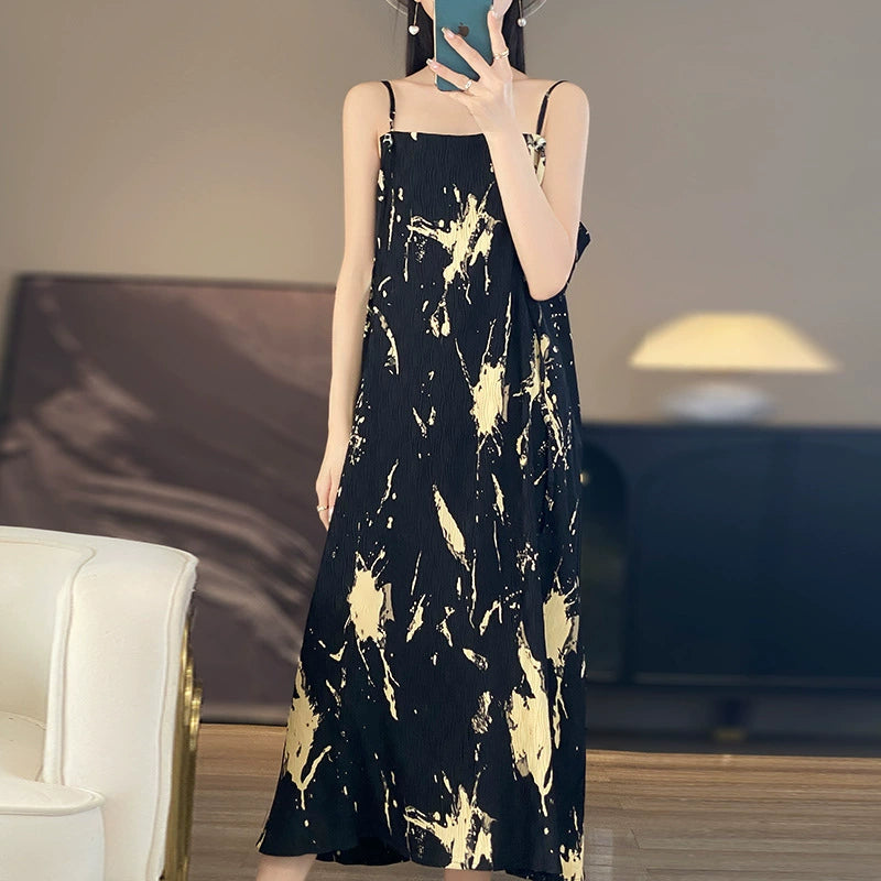 New women's one neck Chinese style dress with solid color temperament long skirt