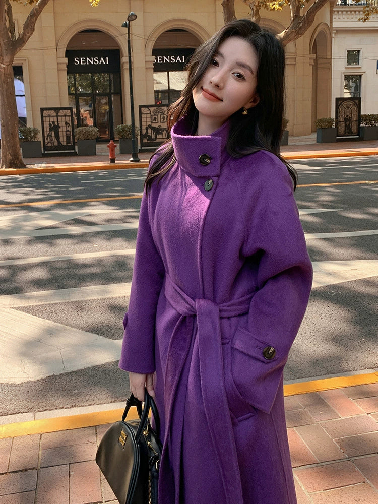 New Long Double sided Camel Velvet Coat Korean Edition Suit Collar AutumnWinter Woolen Coat