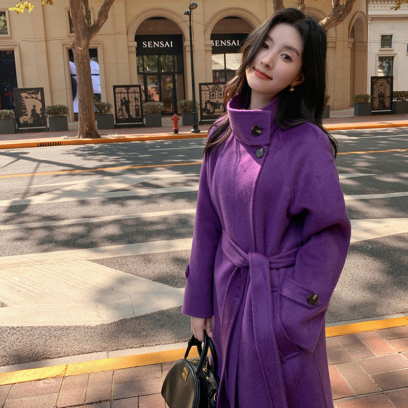 New Long Double sided Camel Velvet Coat Korean Edition Suit Collar AutumnWinter Woolen Coat
